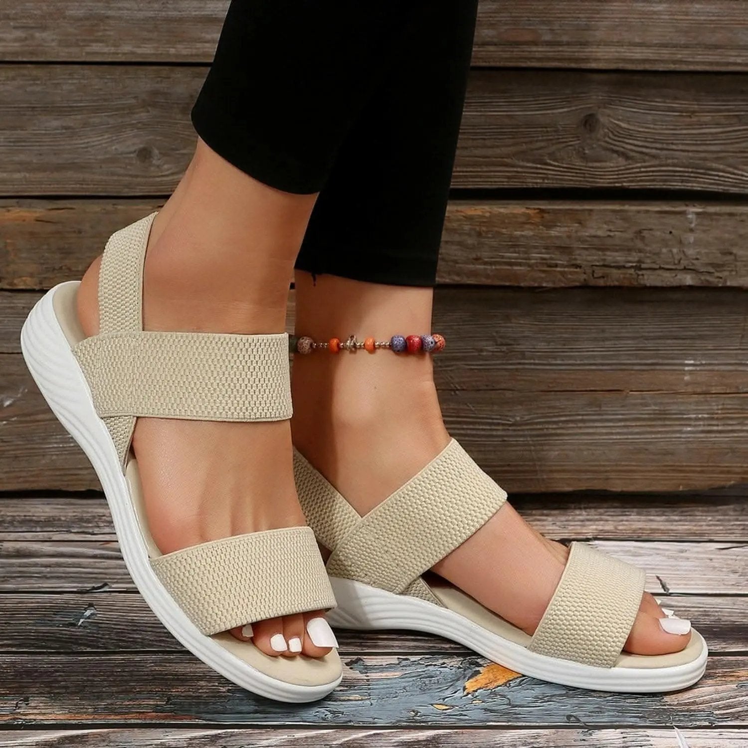 Comfortable low heel rubber sandals - Love Salve